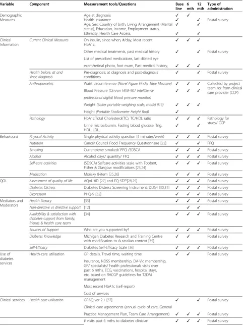 Table 1 Measurement domains, survey tools and collection method used at each data collection time point