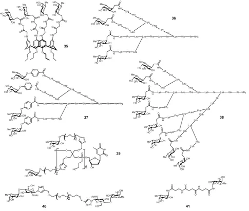 Fig. 11Multivalent glycoconjugates 35–41 as LecB high aﬃnity ligands.