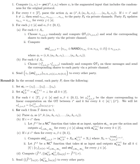 Figure 7: Two-round MPC for with an honest majority