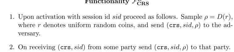 Figure 9: The Common Reference String Functionality.
