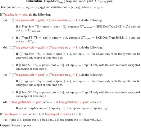 Figure 8: Subroutine handling the trapdoor modes in Agg. This is “active” only in the proof.