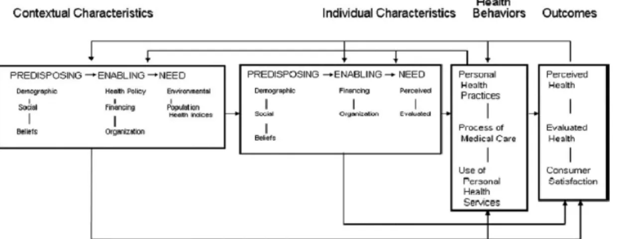Figure 1.  Anderson Behavioral Model of Health Services Use (Phase 5).  Source:  Medical  Care, 46 (7), 647-653