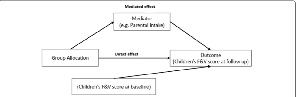 Fig. 1 Example of path analysis model with single mediator (at a single time point)