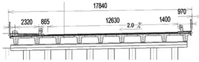 Figure 3.  Cross-section of a bridge with trapezoidal cross-section beams
