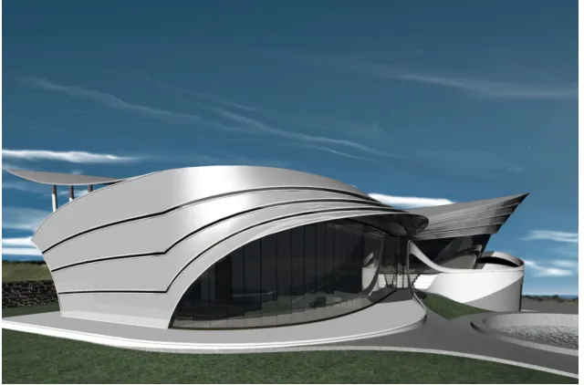 Figure 4.  The design of a beach house exhibited by Thorpe and Kashuk (2009) that was the prototype of their syncretic approach to architectural design
