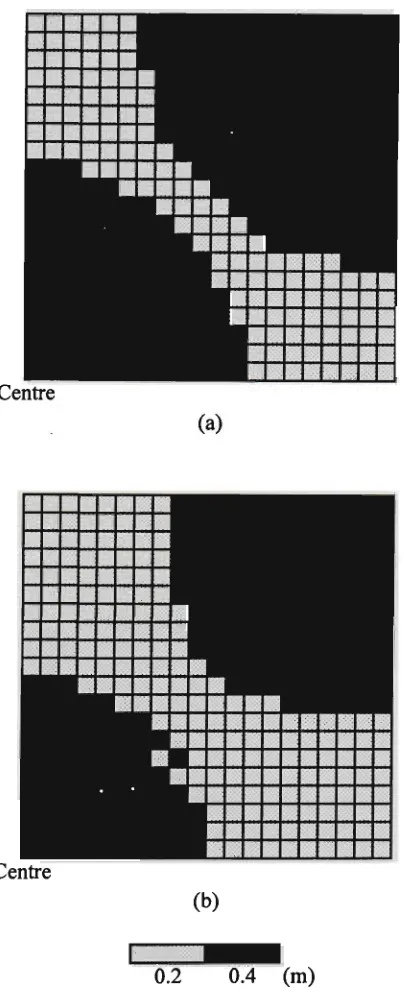 Fig. 7.3 Optimal designs for a quarter of the plate with 2 thicknesses 