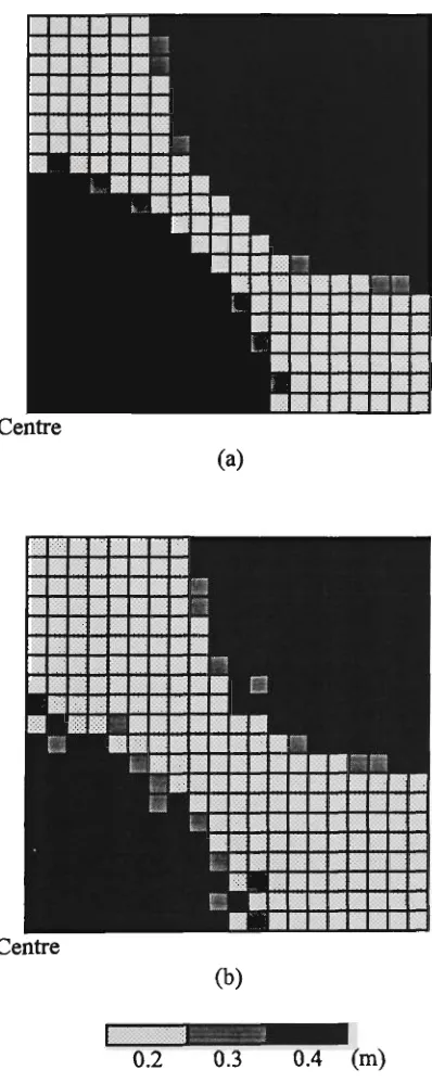Fig. 7.4 Optimal designs for a quarter of the plate wdth 3 thicknesses 