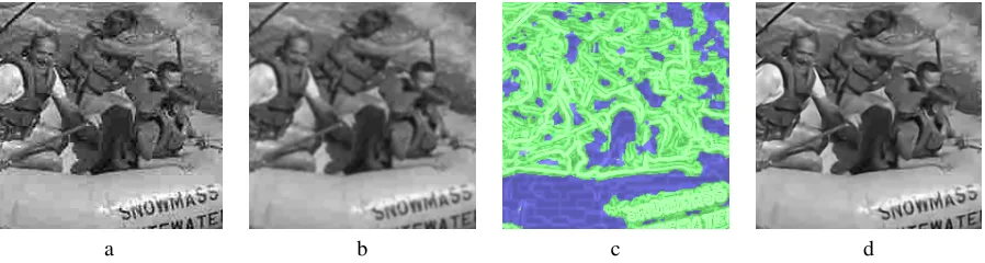 Figure 6: Example of JPEG artifact removal (Q2, cf. Sect. 4.2.1): a. input JPEG image, b