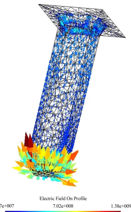 Figure 7. Electric field on the profile surface [V/m]. 