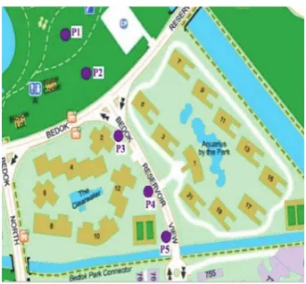 Figure 1: Study area and ﬁeld measurement points at Bedok.