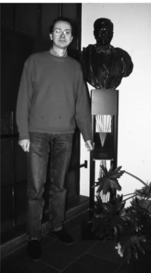 Fig. 4 – Anne standing beside a bust of Pieter Zeeman in the Institute for Theoretical Physics
