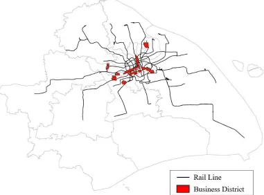 Fig. 1.  Shanghai Metro network and distribution of major business districts 