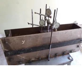 Fig. 1. Model of soil bank in trough   with measuring devices. 
