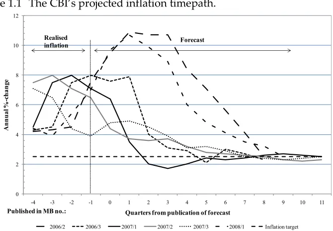 Figure 1.1 The CBI’s projected inflation timepath. 