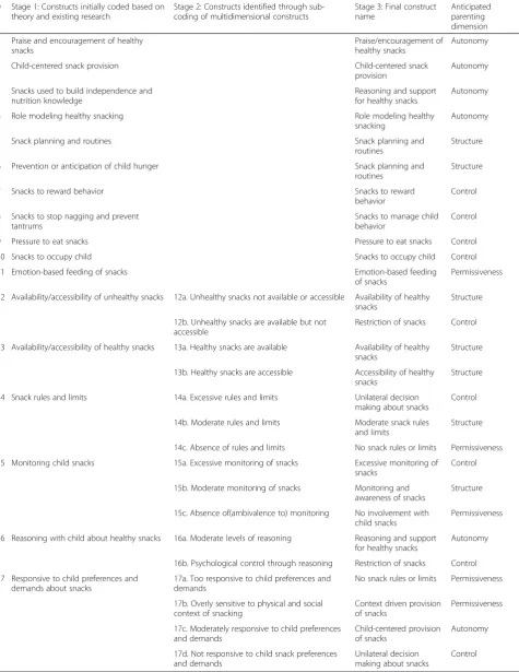 Table 2 Summary of data analysis process by which the final constructs were identified