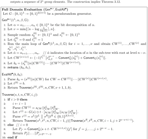 Figure 4: Pseudocode for optimized DPF evaluation on the entire input domain.