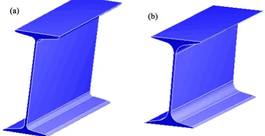 Figure 3. Two alternate sections with different geometric shapes. (a) IS section, (b) proposed optimum section