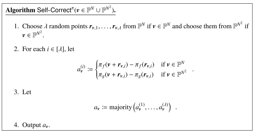 Figure 2: The self-correction algorithm Self-Correct, which works given oracle access to π = (πf , πg)