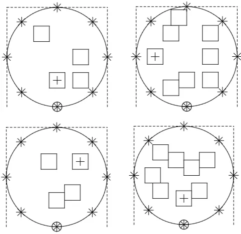 Figure 1. Pillar arrangements used in the VR test (top row: Map A; bottom row: Map B)