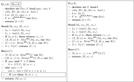 Figure 5: games G1, G2, and G3 for proof of Theorem 1.
