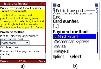 Figure 8. Interfaces for service interaction through different mobile clients  