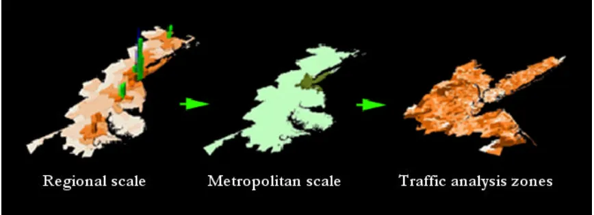Figure 1. Spatial resolution in ‘traditional’ urban simulation models: Megalopolis 