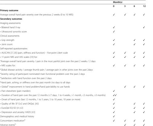 Table 2 Outcome measures and timetable