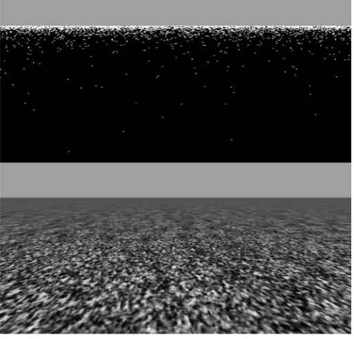 Figure 1. Example display for the denser dot-low condition (33.75 dots/m“texture” condition in the lower panel