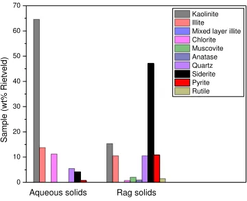 Figure 8 Mineral phases of solids from the aqueous phase and rag layer, determined by XRD