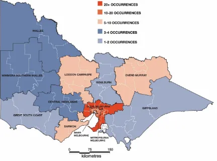 Figure 3: FLP locations of survey respondents, Victorian Local Government Authority Regions 