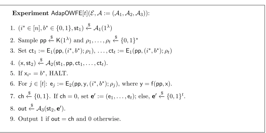 Figure 1: The AdapOWFE[t](E, A) Experiment
