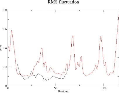 Figure 7: RMSF of Crystal structure of REV and Rev-response-element RNA complex 