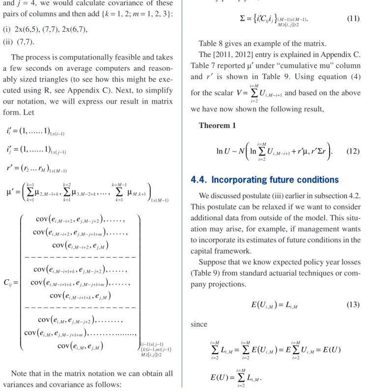 Table 8 gives an example of the matrix.