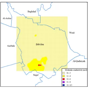 Figure 13. Static groundwater level (m) at Babylon Governorate.               
