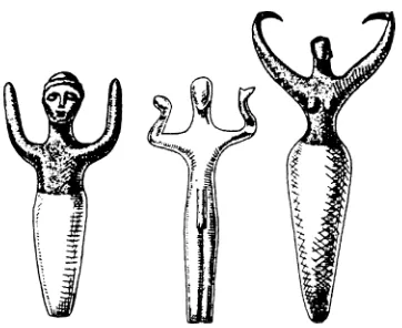Figure 3. Neolithic clay figurines. (After Kantor 1944,fig.7:k, n, o; scale approx. 1:6.)