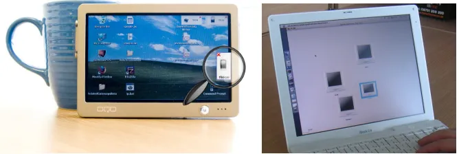 Fig. 1. Integration of spatial references to near-by devices in the mobile user interface;left: extension of Guinard et al.'s Gateways [12]; right: Kortuem et al.'s map view [11].
