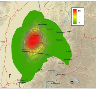 Figure 13: Map showing different degrees of overlap 