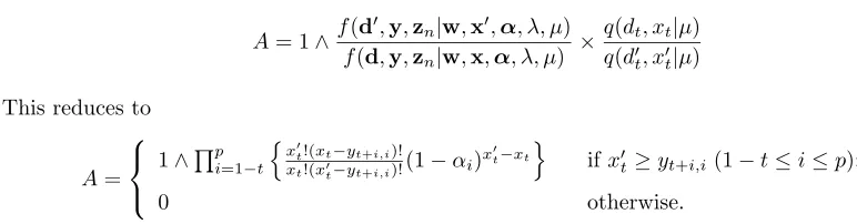 Table 1 along with the true model parameters.