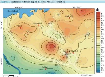 Figure 11. Isochronous reflection map on the top of AbuMadi Formation.  