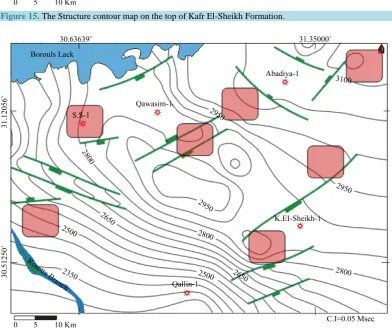 Figure 15. The Structure contour map on the top of Kafr El-Sheikh Formation.  