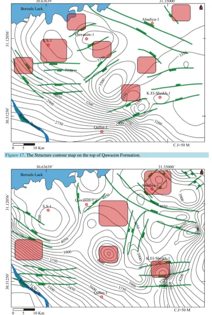 Figure 17. The Structure contour map on the top of Qawasim Formation.  