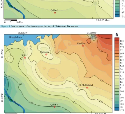 Figure 9. Isochronous reflection map on the top of El-Wastani Formation.  