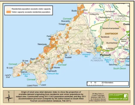 Figure 2 identifies that there is an uneven spatial provision of visitor accommodation, 