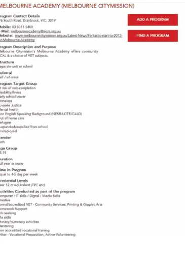 Figure 3.9: Example of a webpage with detailed information