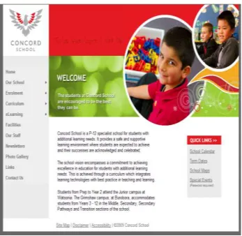 Figure 3-4 Concord School Website23 (Source: Internet and courtesy of Concord School) 