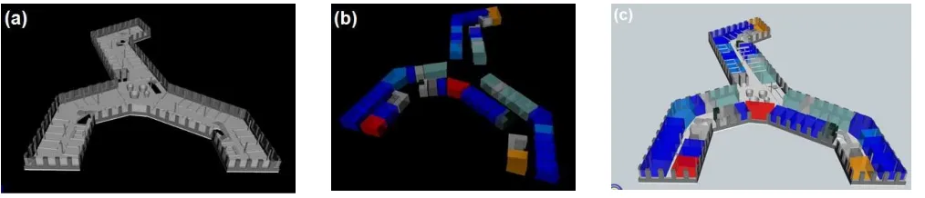 Figure 1:Overlay of multiple layers of 3D model to form a context-rich datascape on uCampus 