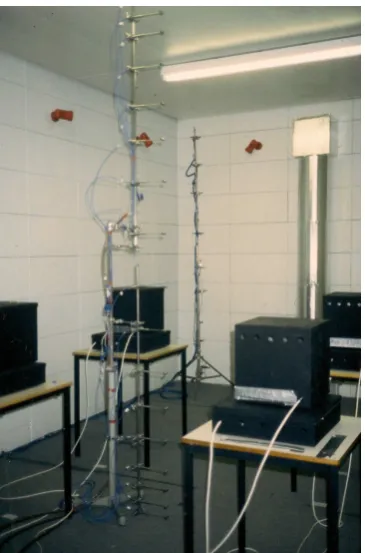 Figure 2: A photograph of the test chamber conﬁgured for 4 heat sources andshowing the air temperature sensor assembly.