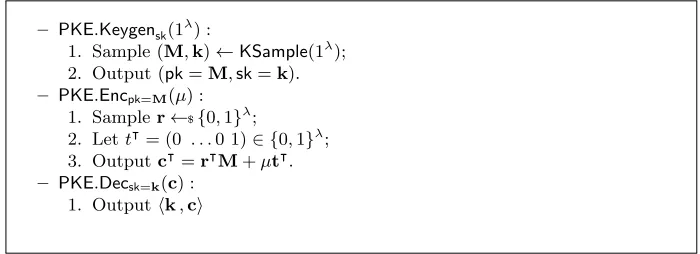 Fig. 1. PKE construction [DVV16]