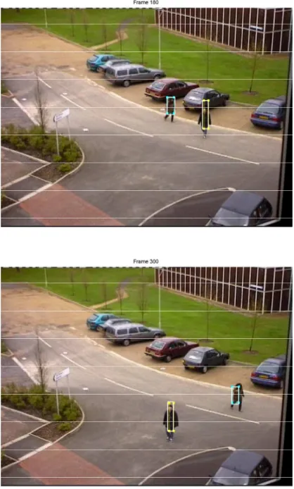 Fig. 1.Image frames of the video sequence: (a) Initial frame.Targets to be tracked are selected within a rectangle (b) Frame80