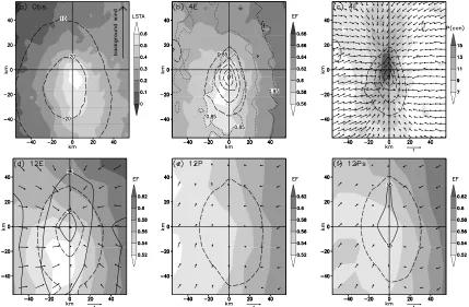 Figure 2.Composite mean features as a function of distance from initiation point (1.25 × 10solid contours in Figures 2d, 2e, and 2f for 4E, 12E, 12P, and 12Ps, respectively